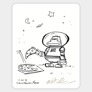 Space Ape Holds Pizza Slice. Sticker